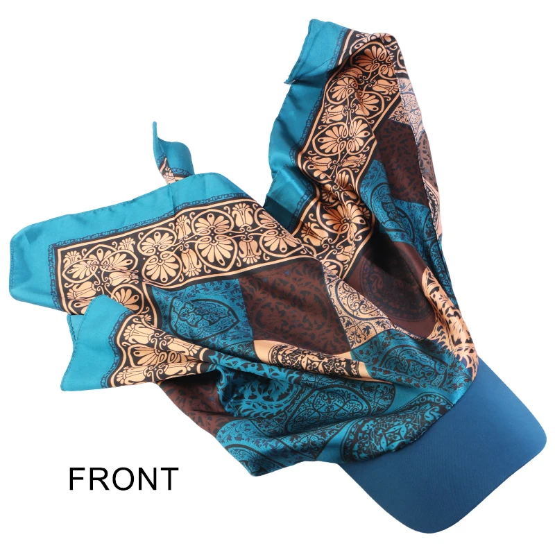 New Women Fashion Printed Satin Headscarf Hat with Brim Sun Hats Summer Soft Breathable Headscarf Caps Baseball Cap