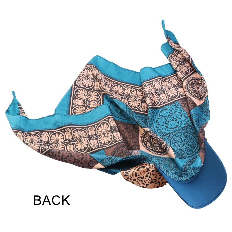 New Women Fashion Printed Satin Headscarf Hat with Brim Sun Hats Summer Soft Breathable Headscarf Caps Baseball Cap