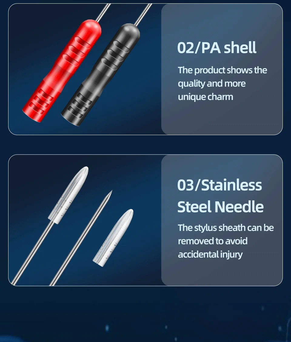 1000V/10A Pen Extension Needle Tip Multimeter Wire ANENG PT2003 1 Pair Probe Tip Test Fine Tip Bendable Probe Detachable Tools
