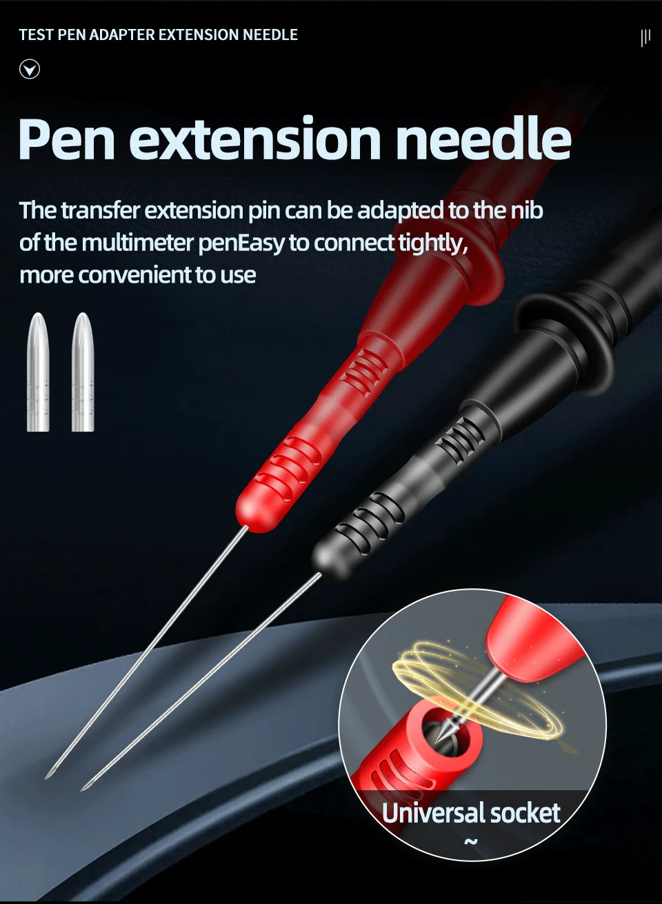 1000V/10A Pen Extension Needle Tip Multimeter Wire ANENG PT2003 1 Pair Probe Tip Test Fine Tip Bendable Probe Detachable Tools