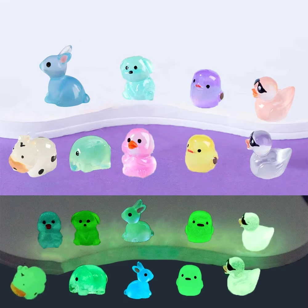Creativity Luminous Mini Resin Animal Including Tiny Glowing Ducks Perfect For Decorating Fairy Gardens Aquariums And Dollhouses