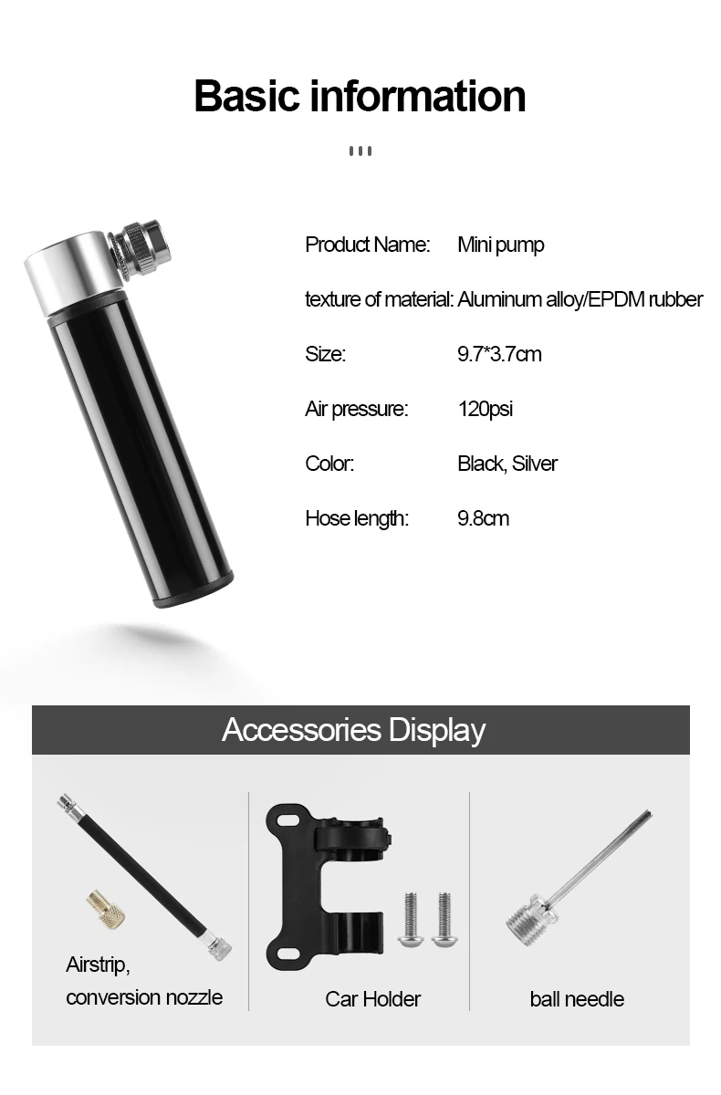 Mini Bike Pump Schrader Presta Valve MTB Road Cycling Pump Aluminum Alloy Bicycle Hand Air Pump Tire Inflator Cycling Equipment