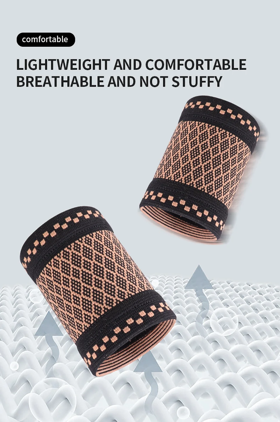 1Pair Copper Fiber Sports Wrist Support Sweat-Absorbent Breathable Knitted Nylon Wrist Brace Outdoor Sports Badminton Men Women