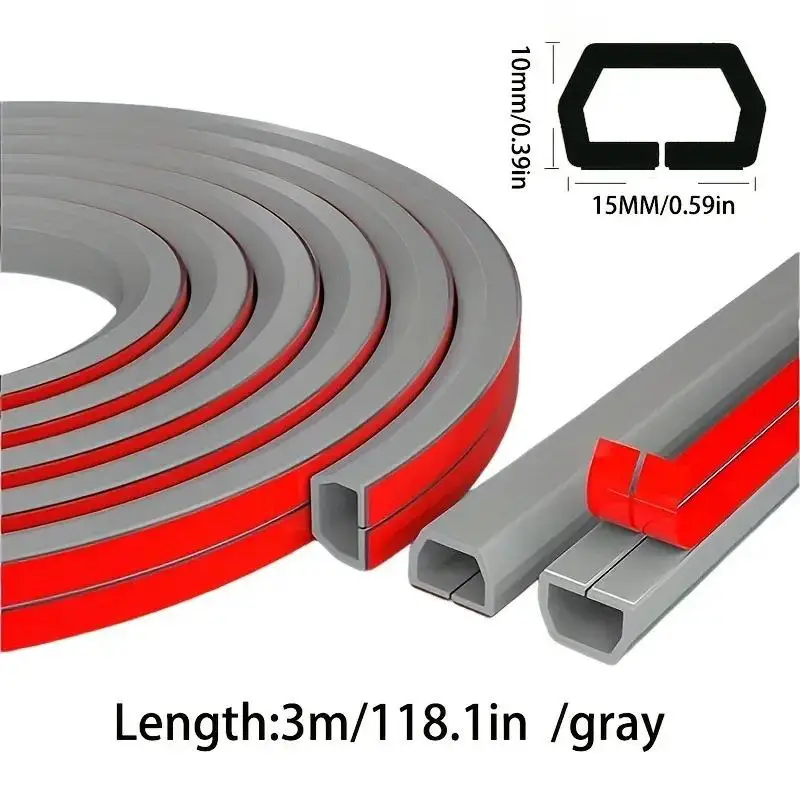 1/4M Flexible Floor Cable Cover, Self-Adhesive Wall Cord Hider, Internet Wire Duct & Cable Management