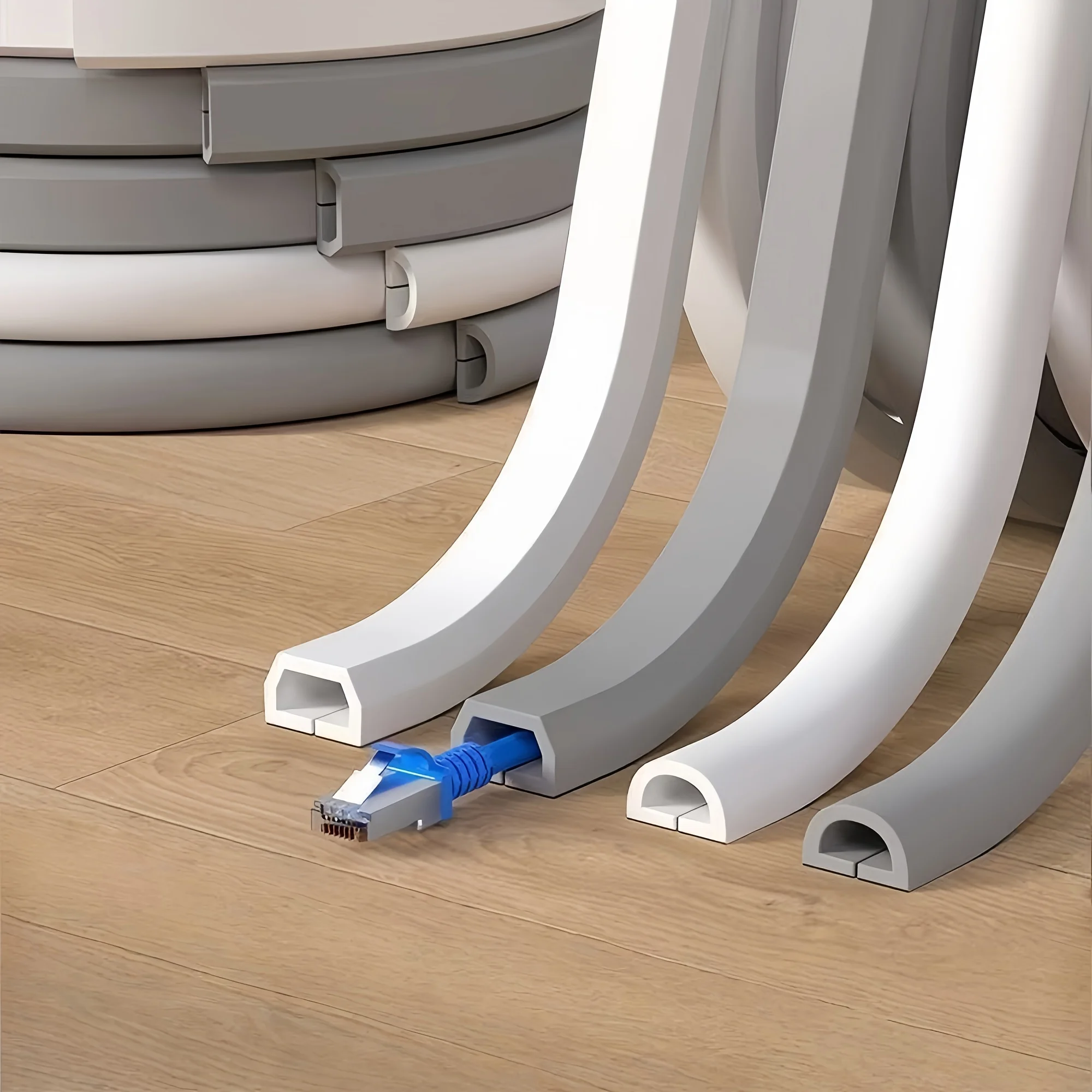 1/4M Flexible Floor Cable Cover, Self-Adhesive Wall Cord Hider, Internet Wire Duct & Cable Management