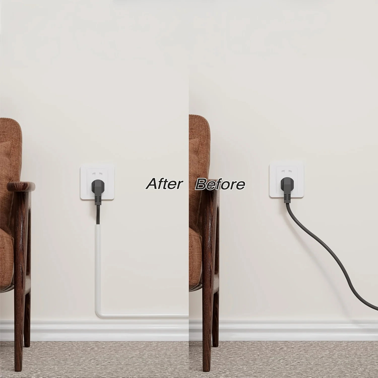 1/4M Flexible Floor Cable Cover, Self-Adhesive Wall Cord Hider, Internet Wire Duct & Cable Management