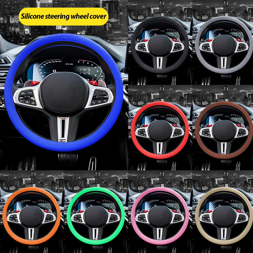 Car Silicone Steering Wheel Cover Men and Women Sweat-Absorbing Non-Slip Cover Universal Four-Season Thin Soft