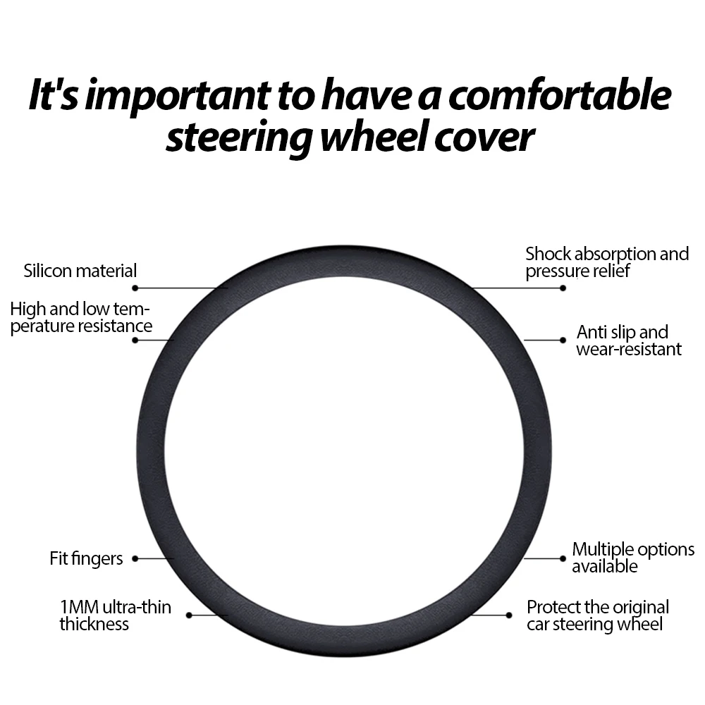 Car Silicone Steering Wheel Cover Men and Women Sweat-Absorbing Non-Slip Cover Universal Four-Season Thin Soft