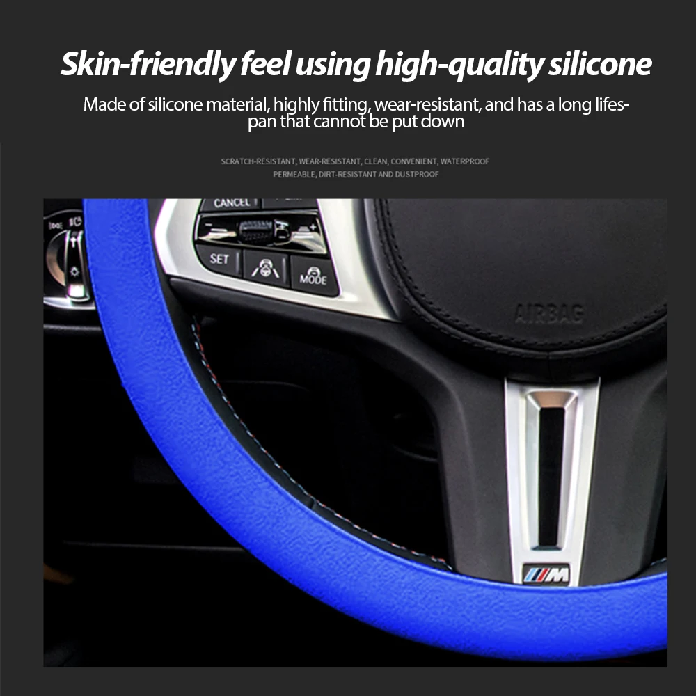 Car Silicone Steering Wheel Cover Men and Women Sweat-Absorbing Non-Slip Cover Universal Four-Season Thin Soft