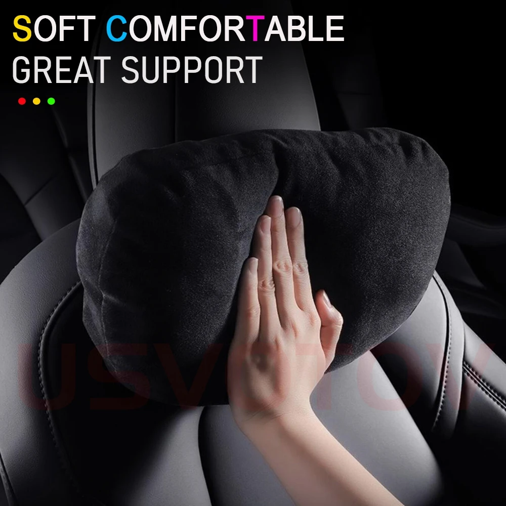 USVOTOV Uniquely Designed Headrest Pillow for Tesla Model 3 Y S X Neck Pillow Soft Car Neck Support Cushion Interior Accessories