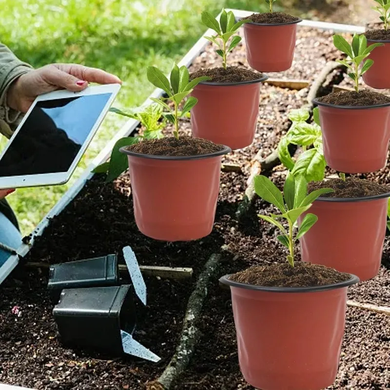 100/20x Seeding Nursery Pot Black Red Plants Nursery Pots Seedling Cups Grow Box Planters Home Garden Potted Container Wholesale