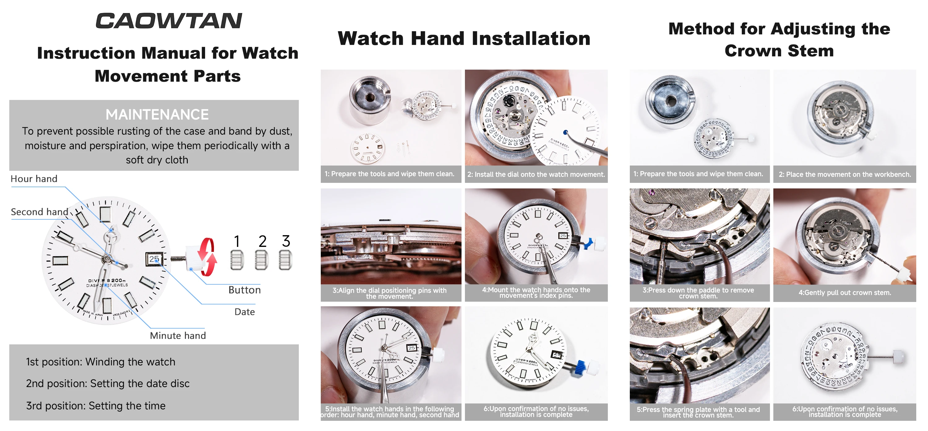 Japan Genuine NH35 Automatic Mechanical Movement High Accuracy 24 Jewels Mod Watch Replacement China NH35A Date at 3:00