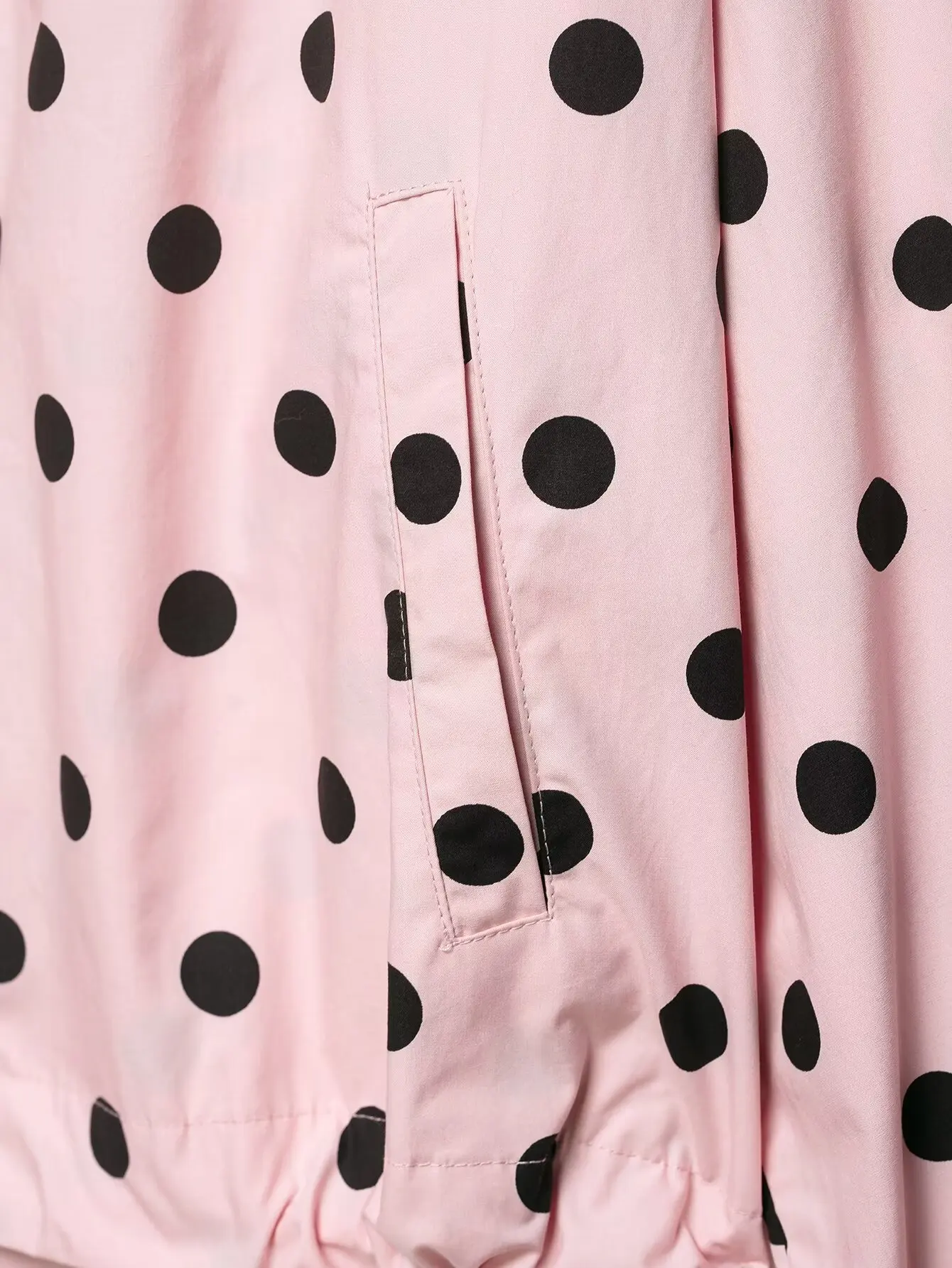 HH Women Elegant Fashion Polka Dot Pink Jacket Single Breasted High Collar Drawstring Coat Spring Lady Trend Street Outwear