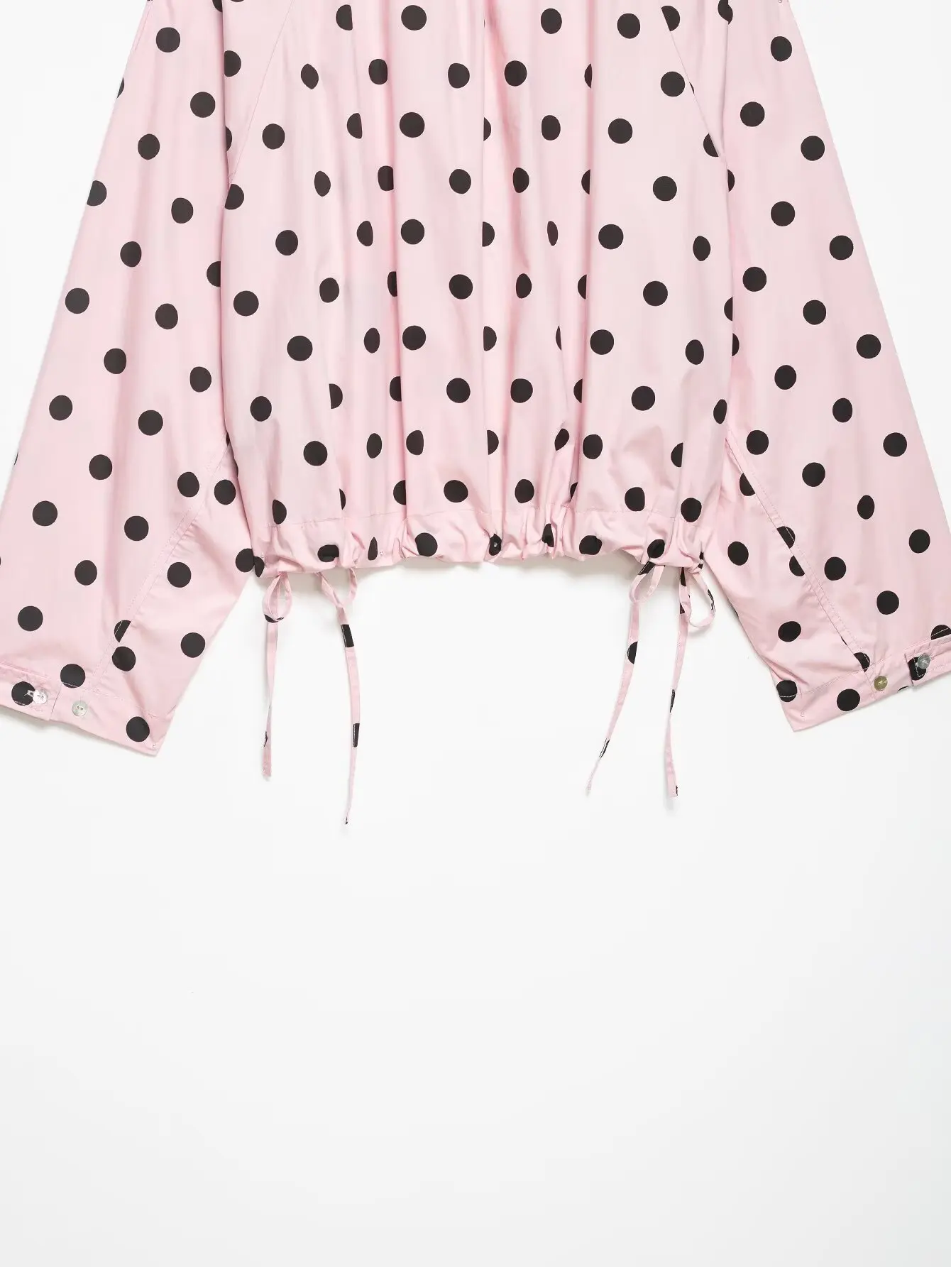 HH Women Elegant Fashion Polka Dot Pink Jacket Single Breasted High Collar Drawstring Coat Spring Lady Trend Street Outwear