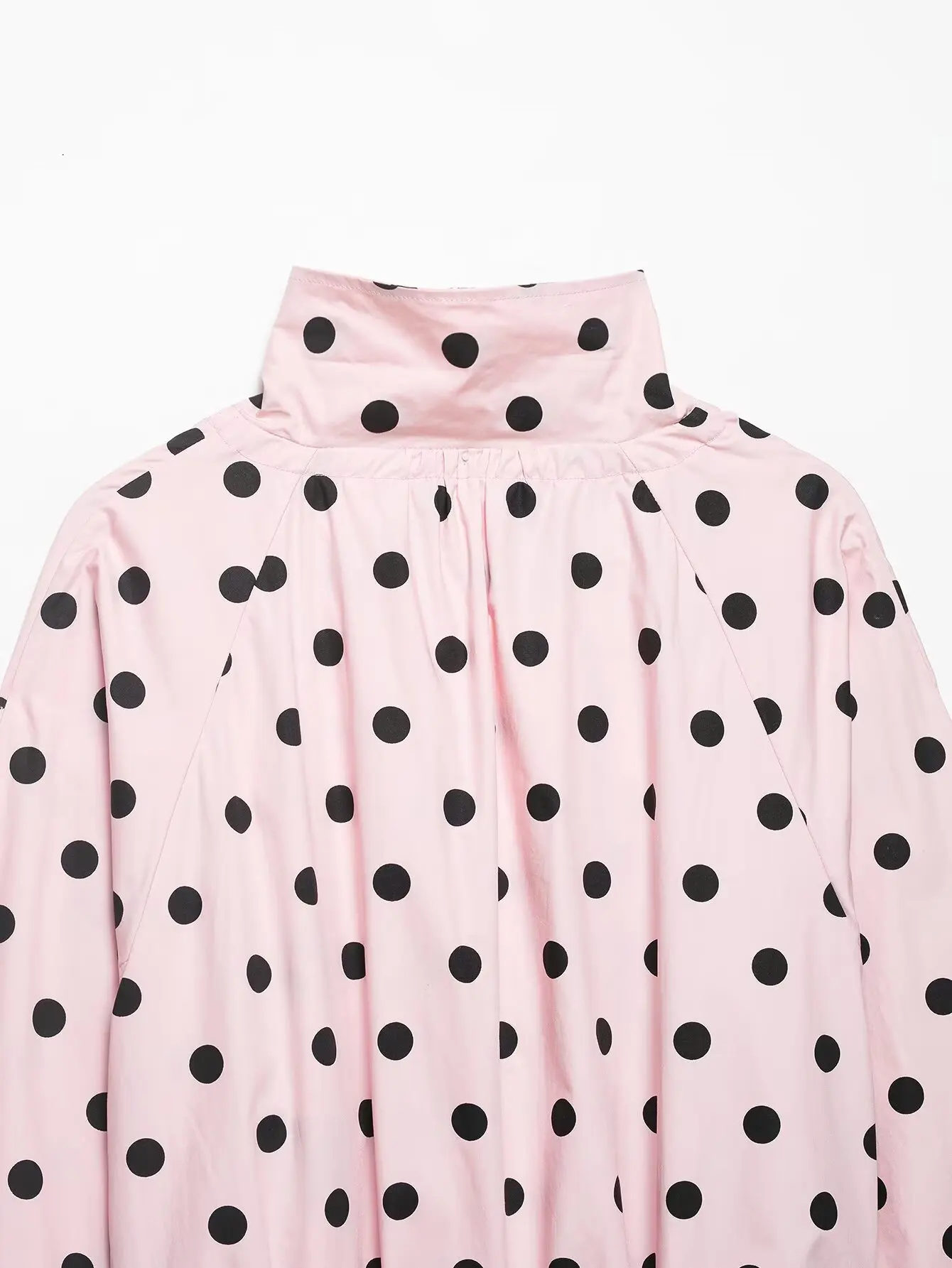 HH Women Elegant Fashion Polka Dot Pink Jacket Single Breasted High Collar Drawstring Coat Spring Lady Trend Street Outwear