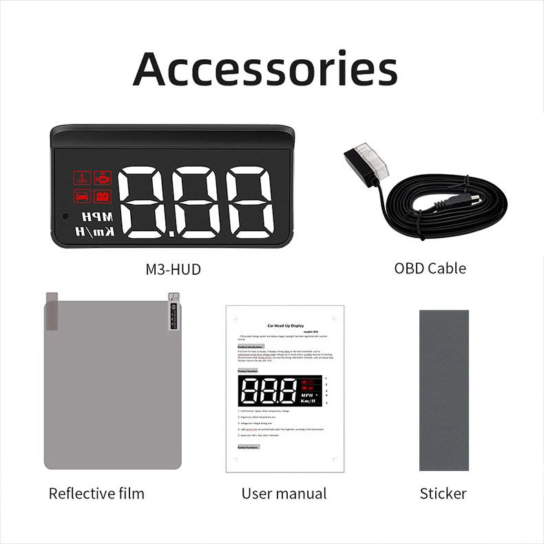 M3 OBD2 HUD / M1 GPS Head Up Display Auto Projection GPS Speedometer Digital Car Accessories Glass Projector Display HUD Alarm