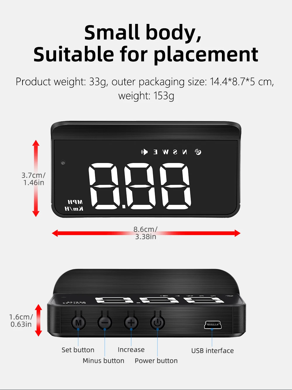 M3 OBD2 HUD / M1 GPS Head Up Display Auto Projection GPS Speedometer Digital Car Accessories Glass Projector Display HUD Alarm