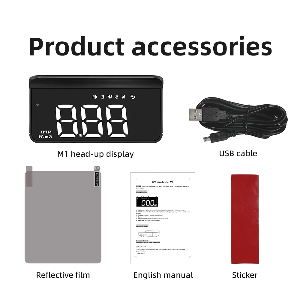 M3 OBD2 HUD / M1 GPS Head Up Display Auto Projection GPS Speedometer Digital Car Accessories Glass Projector Display HUD Alarm