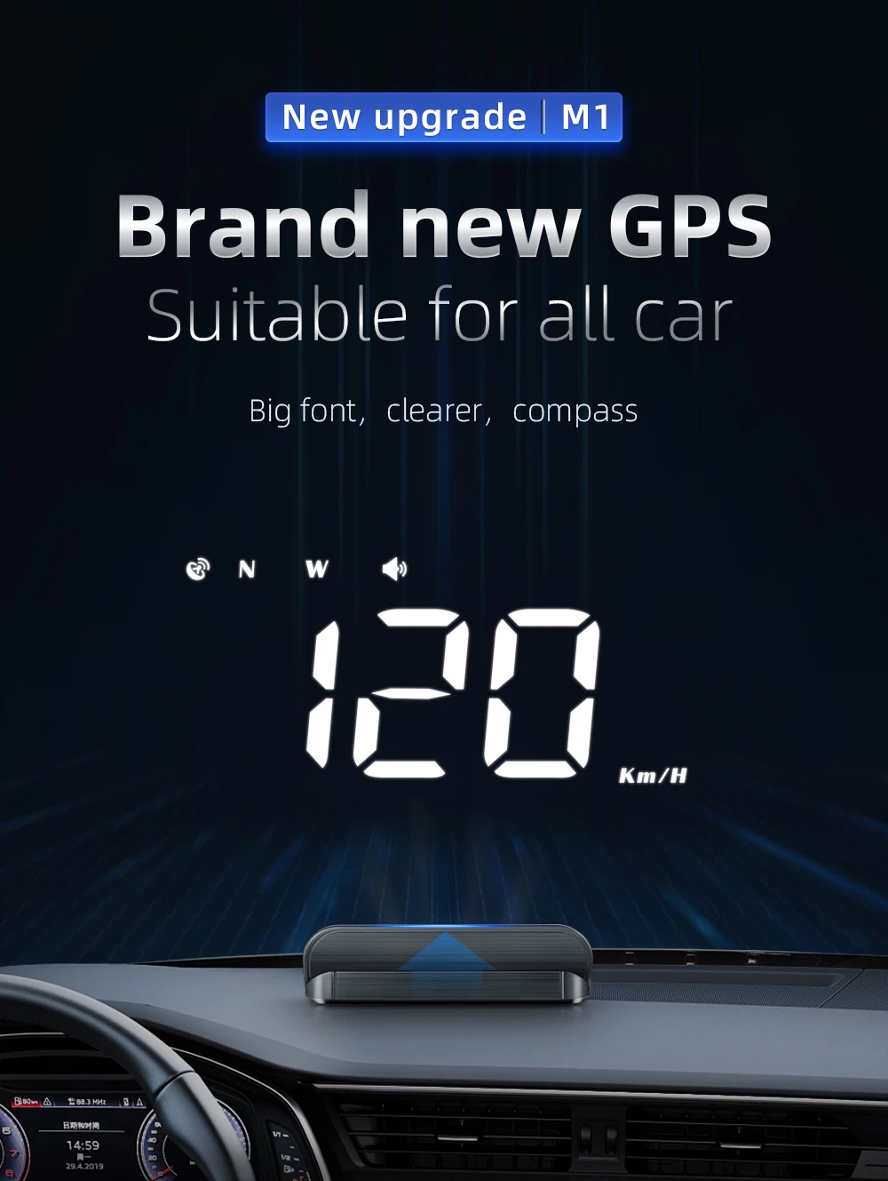 M3 OBD2 HUD / M1 GPS Head Up Display Auto Projection GPS Speedometer Digital Car Accessories Glass Projector Display HUD Alarm