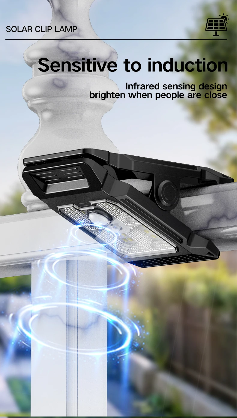 New upgraded intelligent sensing solar clip lamp outdoor courtyard lamp garden lighting solar wall lamp