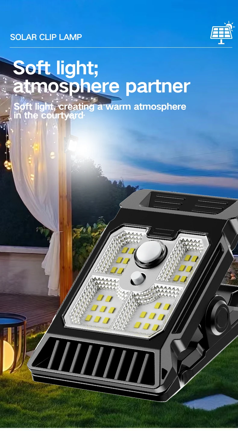 New upgraded intelligent sensing solar clip lamp outdoor courtyard lamp garden lighting solar wall lamp