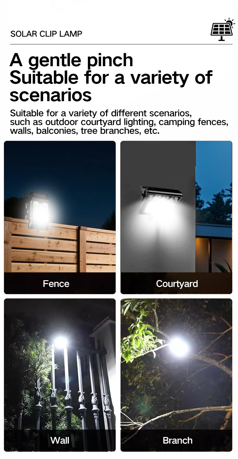 New upgraded intelligent sensing solar clip lamp outdoor courtyard lamp garden lighting solar wall lamp