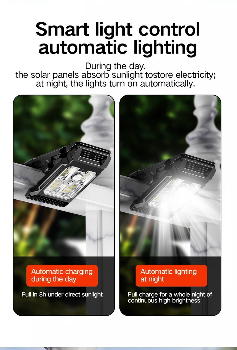 New upgraded intelligent sensing solar clip lamp outdoor courtyard lamp garden lighting solar wall lamp