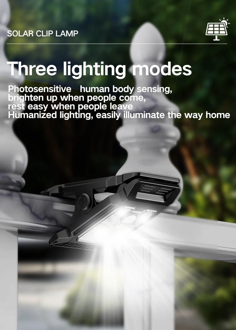 New upgraded intelligent sensing solar clip lamp outdoor courtyard lamp garden lighting solar wall lamp