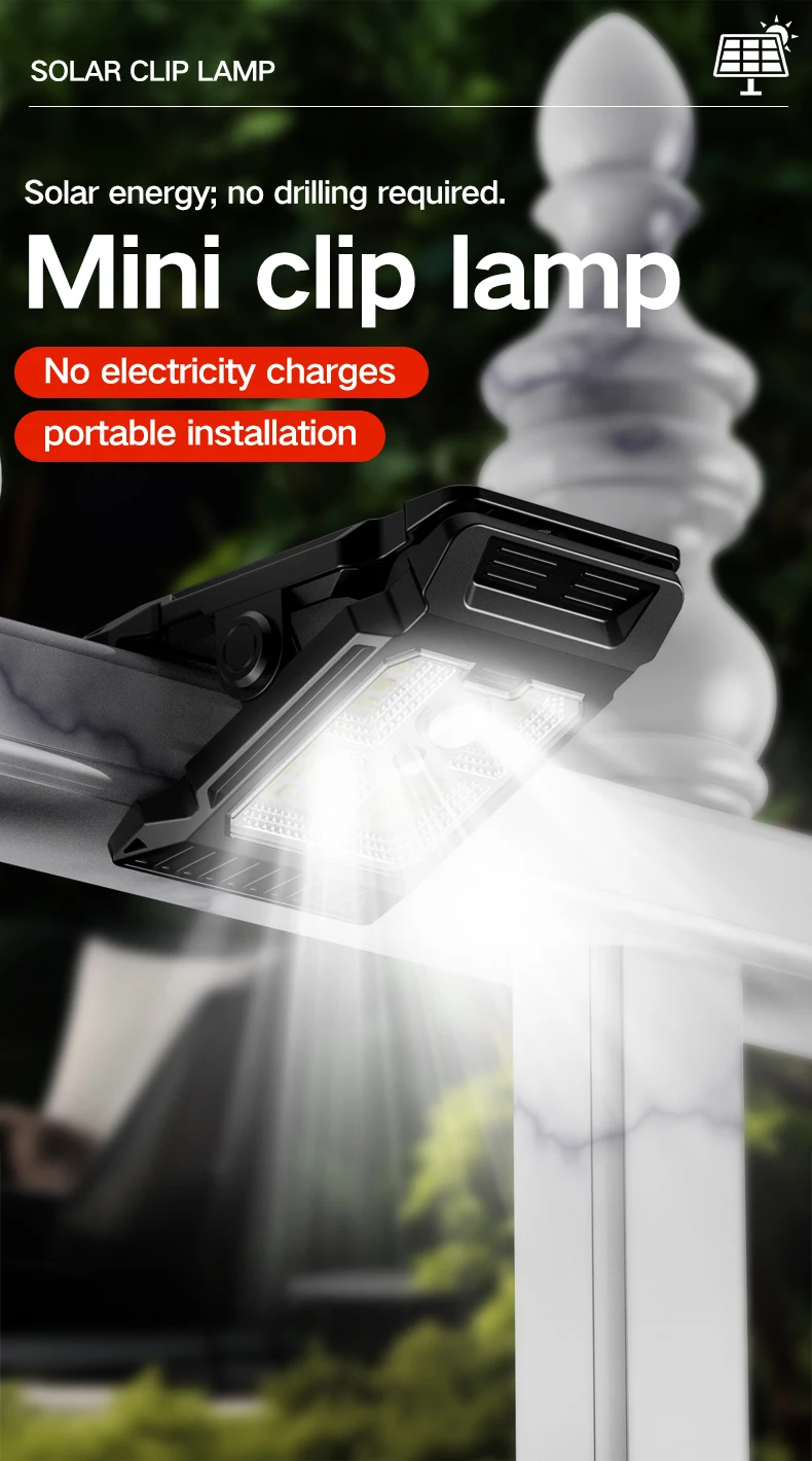 New upgraded intelligent sensing solar clip lamp outdoor courtyard lamp garden lighting solar wall lamp