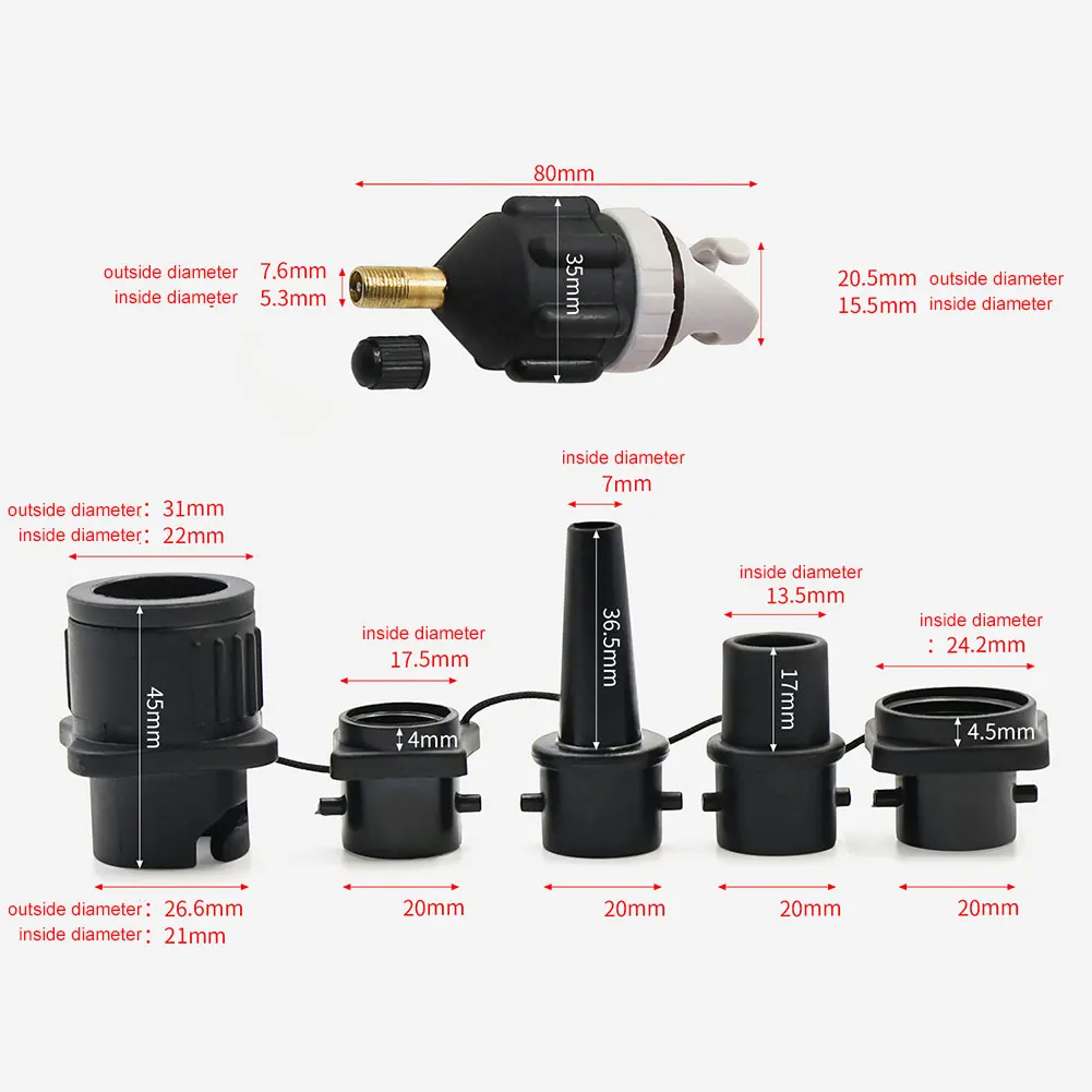 Air Valve Adaptor with Air Nozzles Inflatable Pump Adapter Air Valve Pump Connector for Inflatable Boat Stand-Up Paddleboard Bed