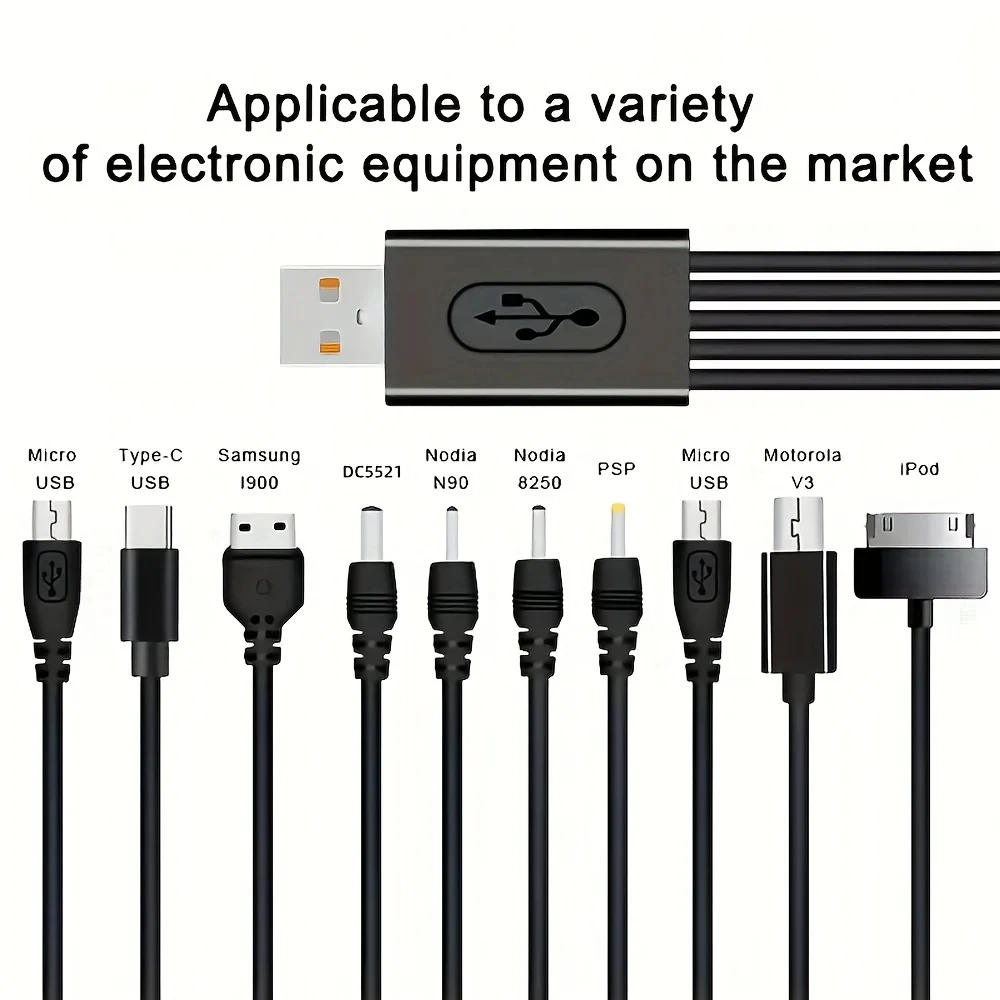 NNBILI 10 in 1 Universal Multi-Function USB Phone Charging Cable Multi-head Charging Cord For Samsung Nokia Phone Charger Cable