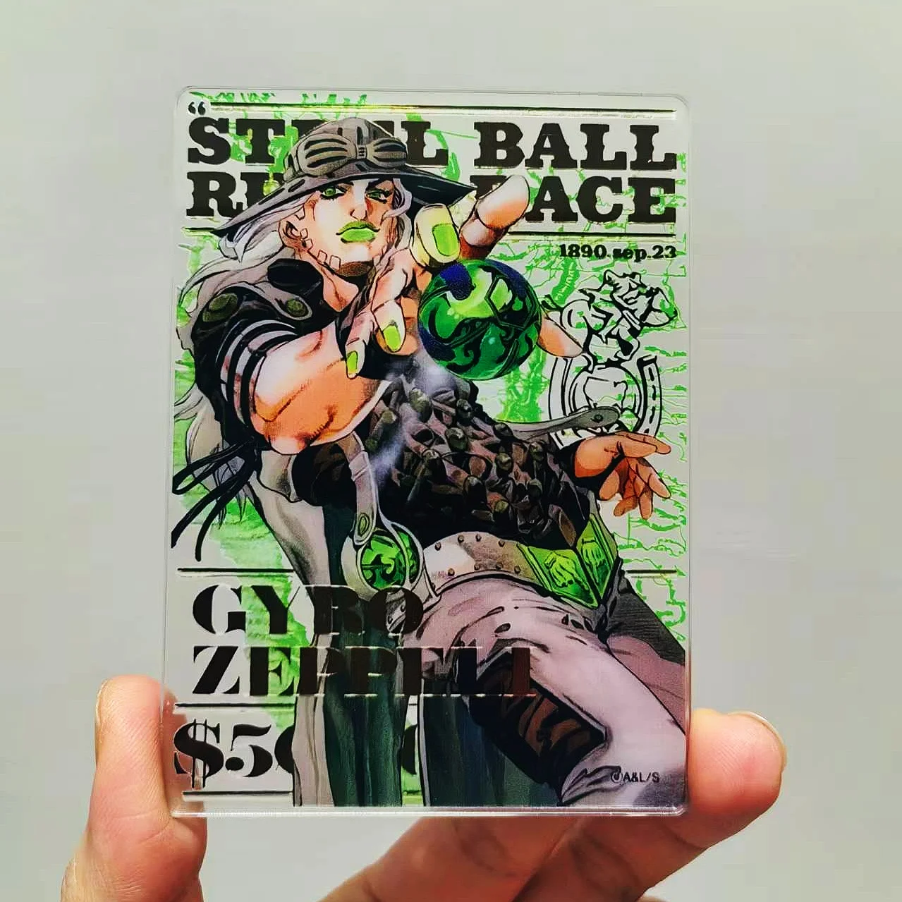JoJo Adventure Steel Ball Run Gyro Zeppeli Johnny Joestar Acrylic Transparent Card Cosplay Decor Props Fans Collection Gift