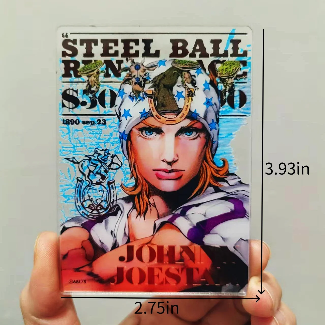 JoJo Adventure Steel Ball Run Gyro Zeppeli Johnny Joestar Acrylic Transparent Card Cosplay Decor Props Fans Collection Gift