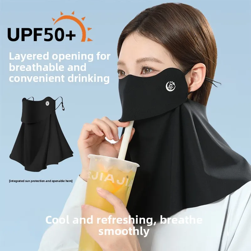 Drinking Water, Neck Protection, Sun Protection, Ice Silk Mask, No Trace, UV Protection, Cycling, Breathable and Sunshade
