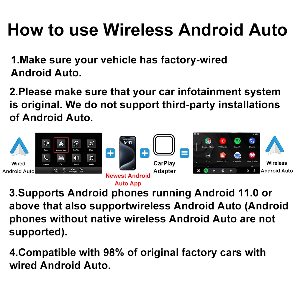 2026 FLIXIVI Wireless CarPlay Adapter 2-in-1 mini Wired to Wireless Dongle for Apple & Android Plug and Play Universal Car Acces