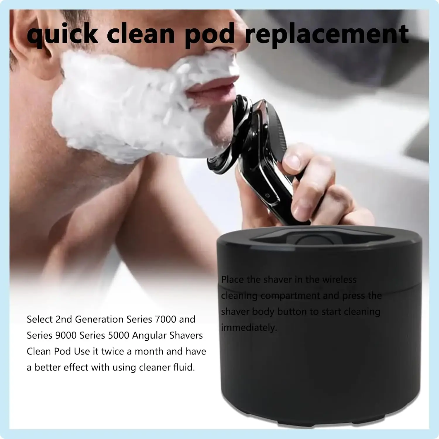 Replacement Quick Cleaning Pod Compatible with Philips 2nd Series 7000 S9000 S5000 Angular polygon Shavers,for Philips Cleaning