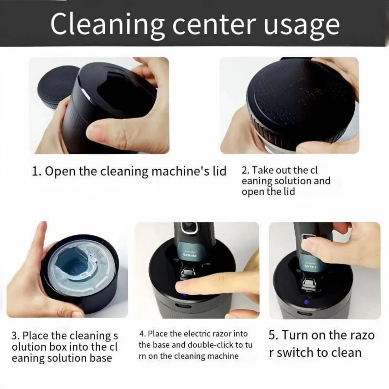 Replacement Quick Cleaning Pod Compatible with Philips 2nd Series 7000 S9000 S5000 Angular polygon Shavers,for Philips Cleaning
