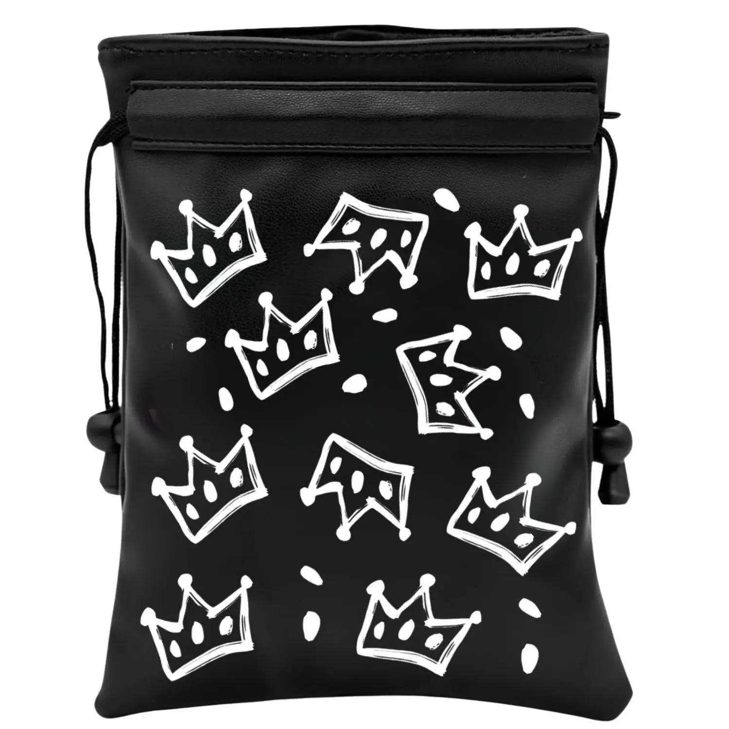Crown Golf Valuable Item Bag, Funny Golf Valuables Pouch Golf Tee Pattern, PU Leather Golf Tee Pouch with Drawstring Closure