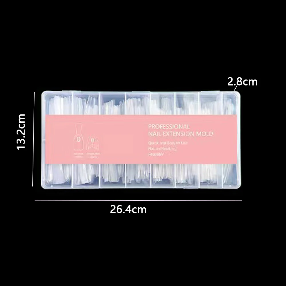 240Pcs New Sandwich Nail Dual Forms Reusable Mixed 15 Sizes Short Oval Square Top & Bottom Nail Mold Set For Builder Extension