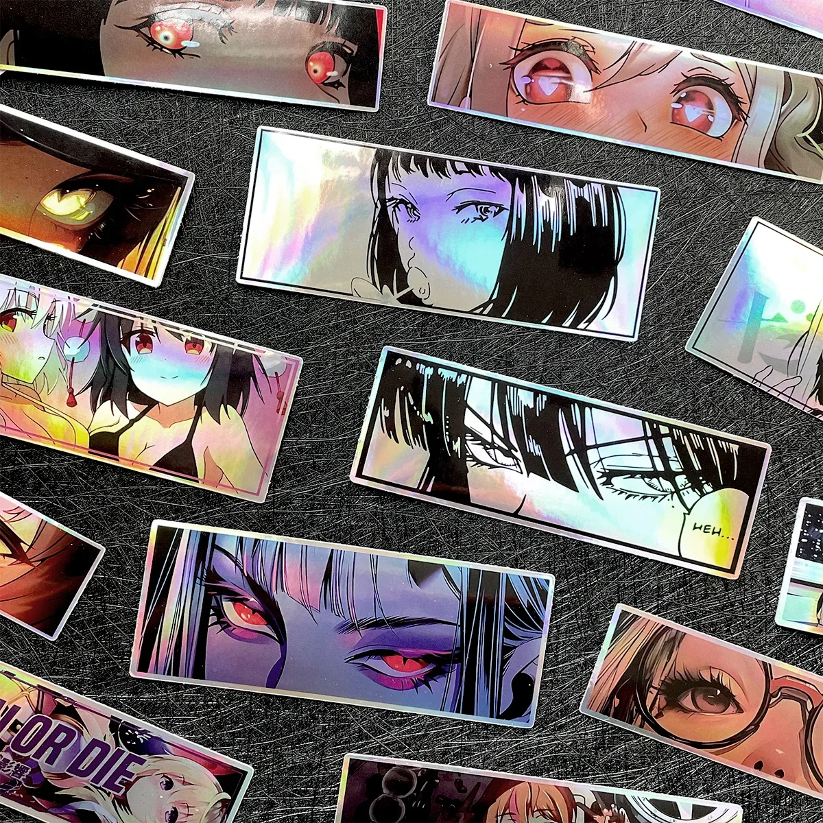 32PCS JDM Anime Girl Laser Rainbow Stickers Moto Bike Scooter Auto Body Fuel Tank Helmet Vinyl Motorcycle Stickers