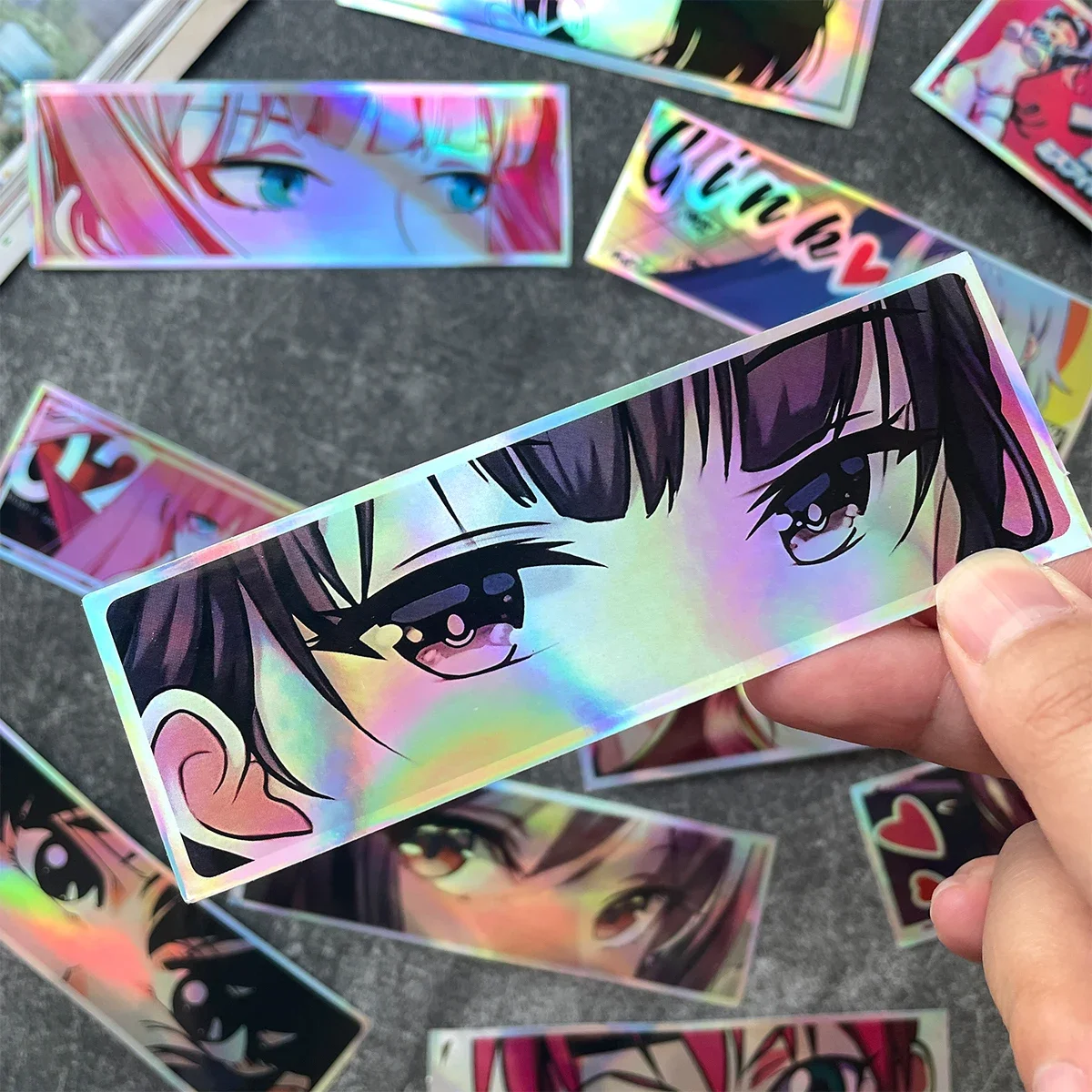 32PCS JDM Anime Girl Laser Rainbow Stickers Moto Bike Scooter Auto Body Fuel Tank Helmet Vinyl Motorcycle Stickers
