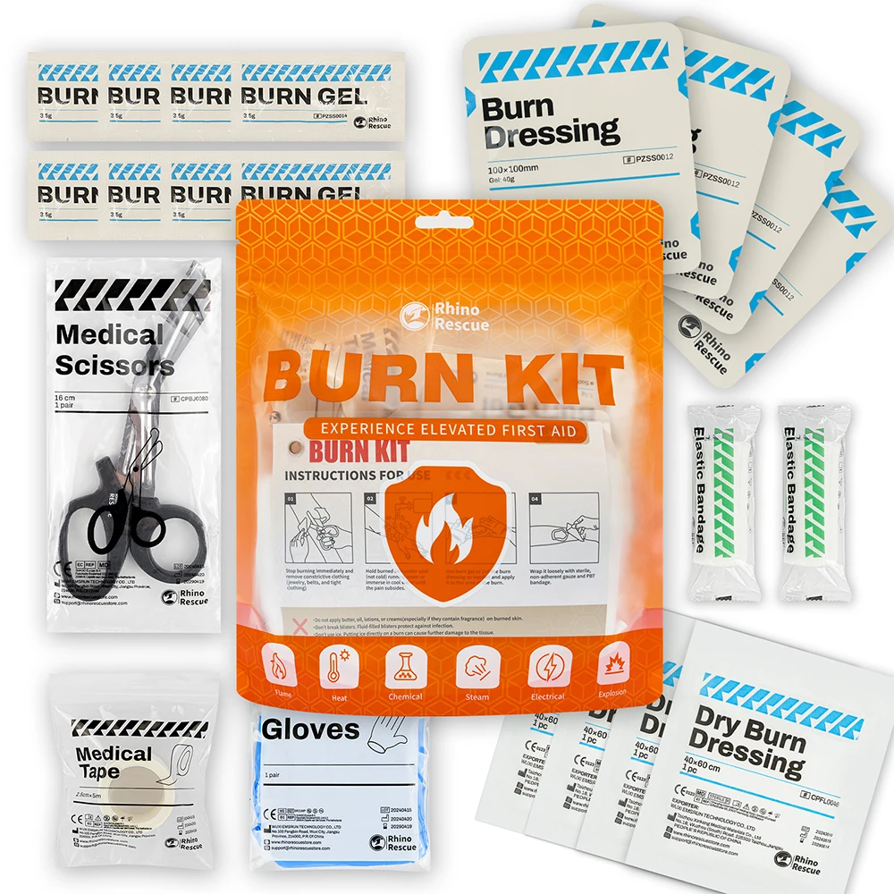 RHINO RESCUE 10x10cm Hydrogel Burn Dressing Cooling Gel Pad Soothing Wound Care IFAK Kit Emergency Outdoor Camping Safety Prep