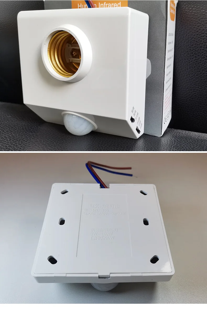AC85-265V LED Automatic Human Body Infrared IR Sensor Lamp Holder LED Bulb Light E27 Base Wall Lamp Holder