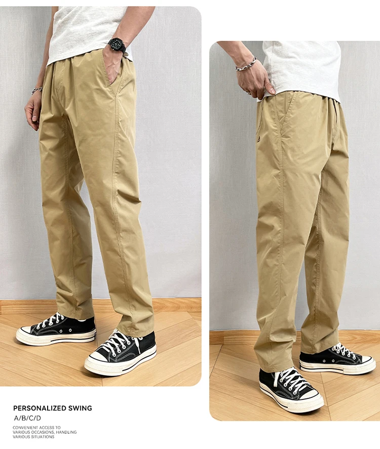 Autumn Cargo Pants Men Casual Tapered Trousers with Zipper Pockets Quick Dry Streetwear Pants for Outdoor Work Daily Wear S-3XL