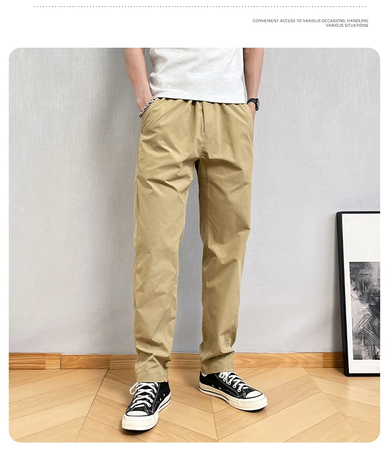 Autumn Cargo Pants Men Casual Tapered Trousers with Zipper Pockets Quick Dry Streetwear Pants for Outdoor Work Daily Wear S-3XL