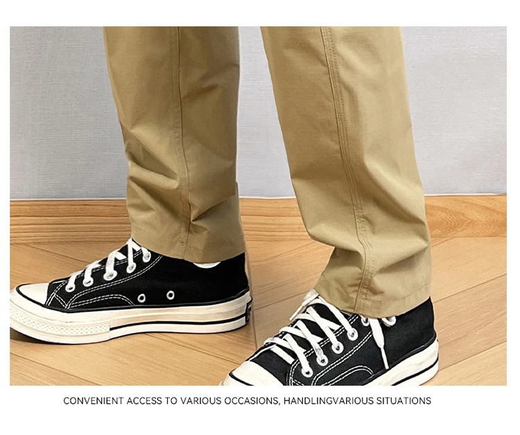Autumn Cargo Pants Men Casual Tapered Trousers with Zipper Pockets Quick Dry Streetwear Pants for Outdoor Work Daily Wear S-3XL