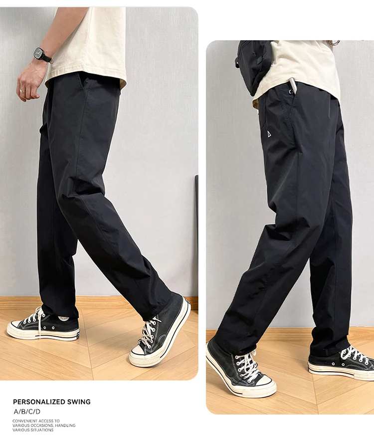 Autumn Cargo Pants Men Casual Tapered Trousers with Zipper Pockets Quick Dry Streetwear Pants for Outdoor Work Daily Wear S-3XL