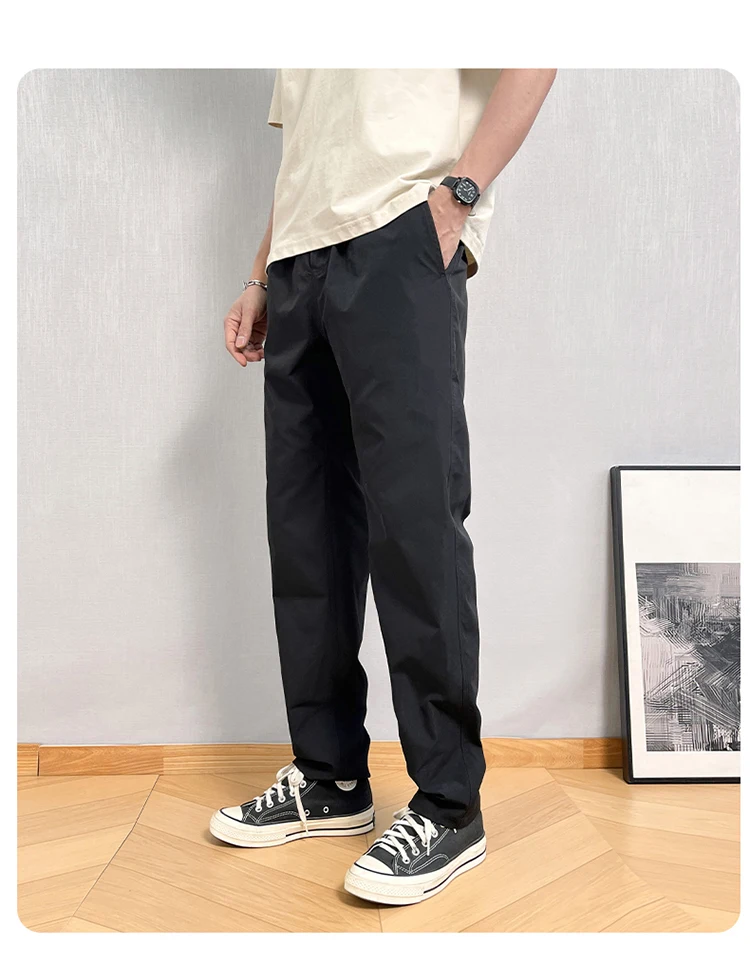Autumn Cargo Pants Men Casual Tapered Trousers with Zipper Pockets Quick Dry Streetwear Pants for Outdoor Work Daily Wear S-3XL