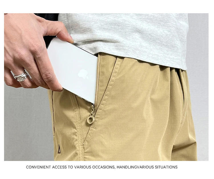 Autumn Cargo Pants Men Casual Tapered Trousers with Zipper Pockets Quick Dry Streetwear Pants for Outdoor Work Daily Wear S-3XL