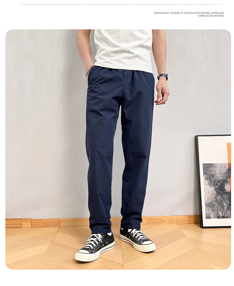 Autumn Cargo Pants Men Casual Tapered Trousers with Zipper Pockets Quick Dry Streetwear Pants for Outdoor Work Daily Wear S-3XL